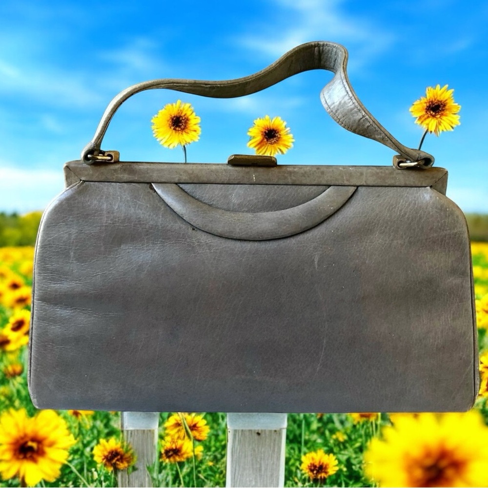 Vintage Handbag by A. Beauty Hong Kong Leather Top Handle Structured Hinged